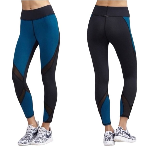 MICHI Hydra Crop Mesh Panel Leggings in Black/Blue Women’s XS - Picture 1 of 7